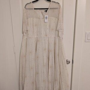 ❤NWT VINTAGE TORRID DRESS - STAR MOON PRINT A-LINE MESH FLUTTER SLEEVE SIZE 24